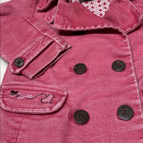 Coat, pink distressed with print lining - Picture 2 of 7